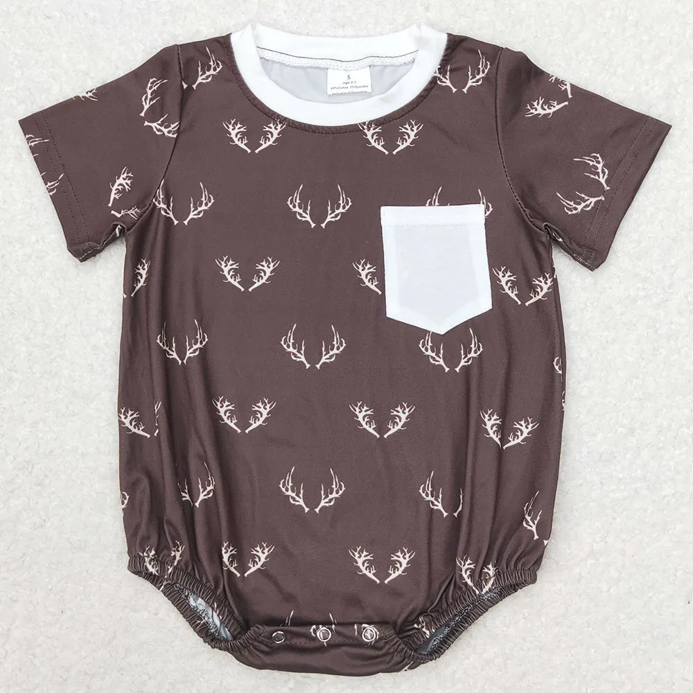 Baby Boys Rompers Deer Short Sleeve Pocket Rompers SR1614