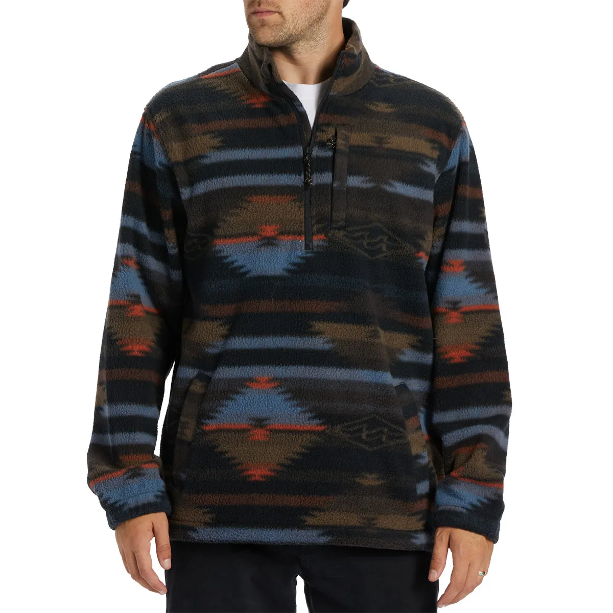 Billabong Boundary Half-Zip Mock Neck Fleece Sweatshirt - Black