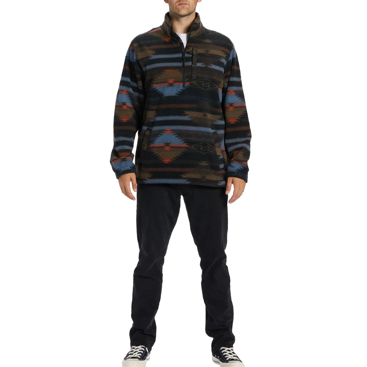 Billabong Boundary Half-Zip Mock Neck Fleece Sweatshirt - Black