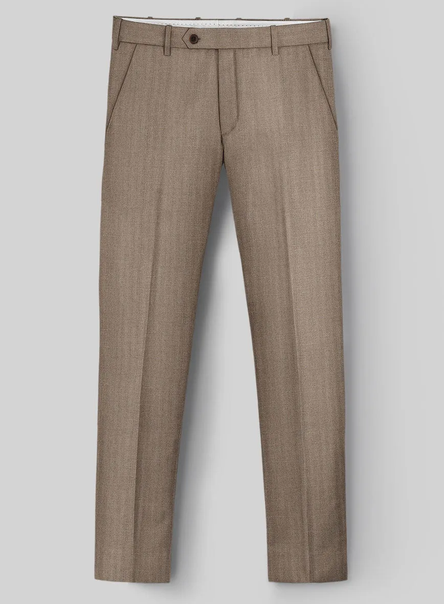 Hardy Minnis Brown Herringbone Wool Pants