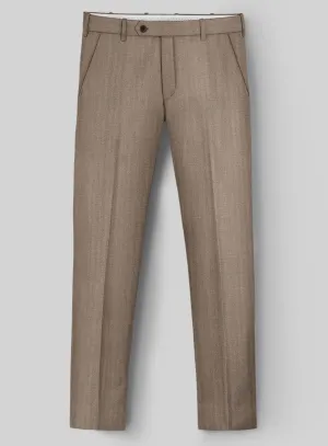 Hardy Minnis Brown Herringbone Wool Pants