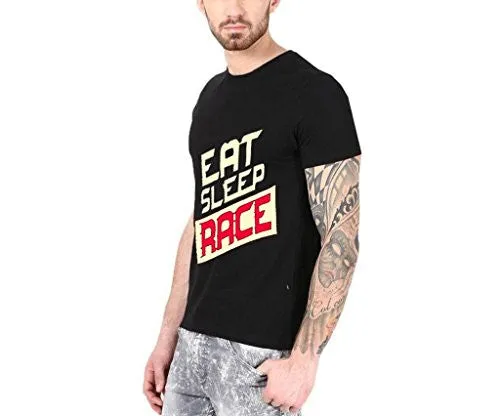 Hotfits Graphic Print Men's Round Neck Black T-Shirt