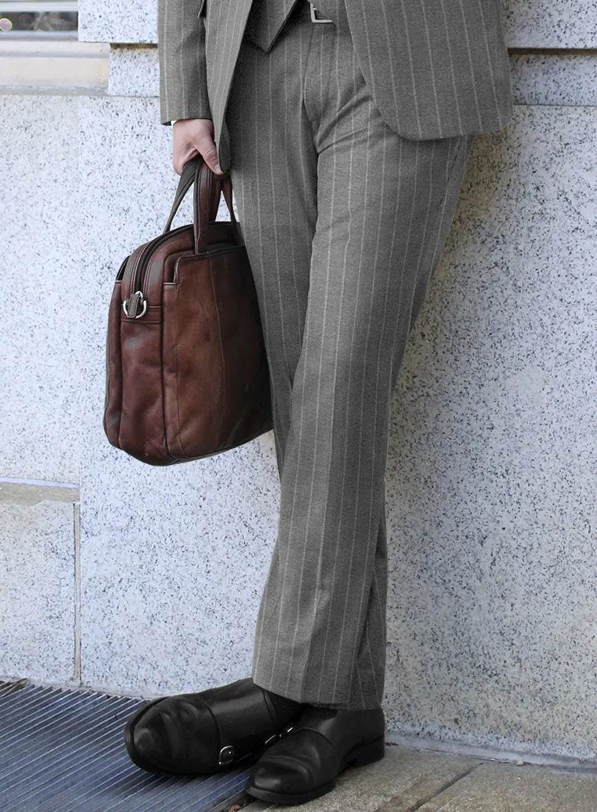 Italian Uben Gray Chalkstripe Flannel Suit