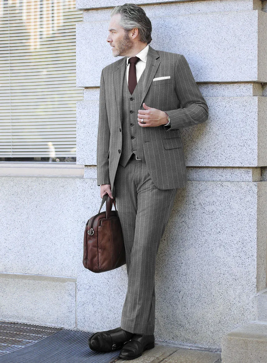 Italian Uben Gray Chalkstripe Flannel Suit