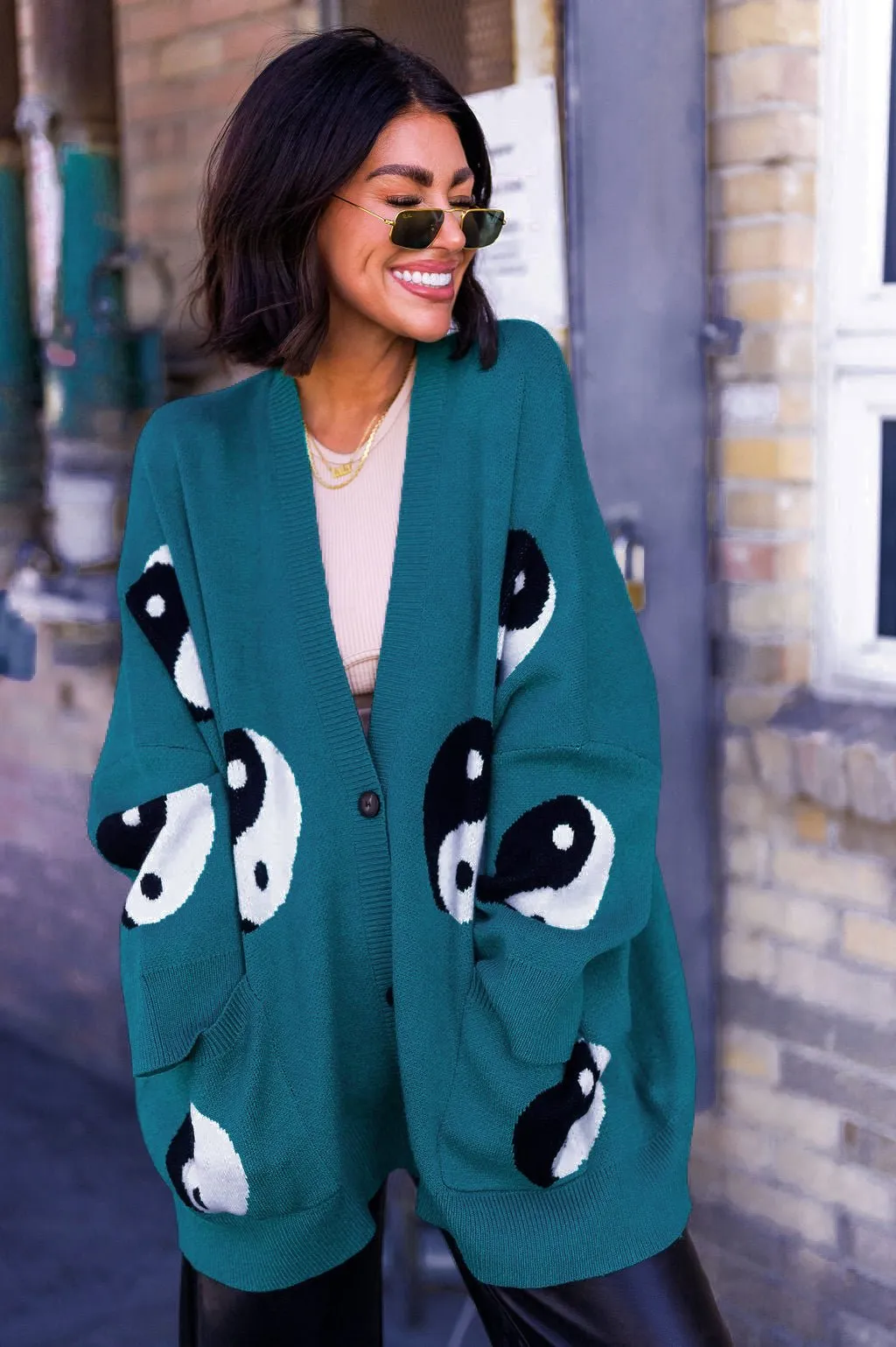 Main Character Energy Oversized Yin Yang Cardigan