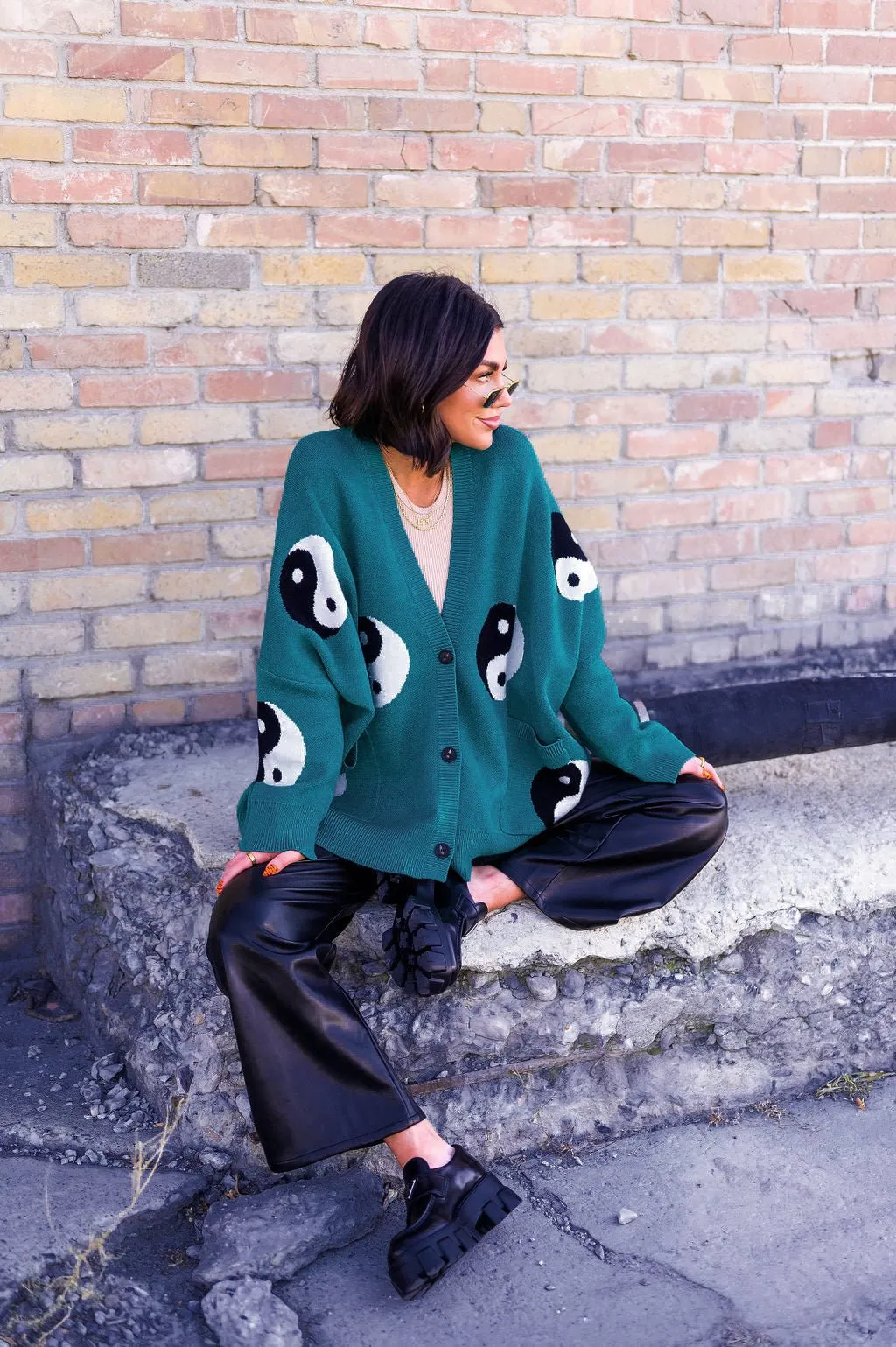 Main Character Energy Oversized Yin Yang Cardigan