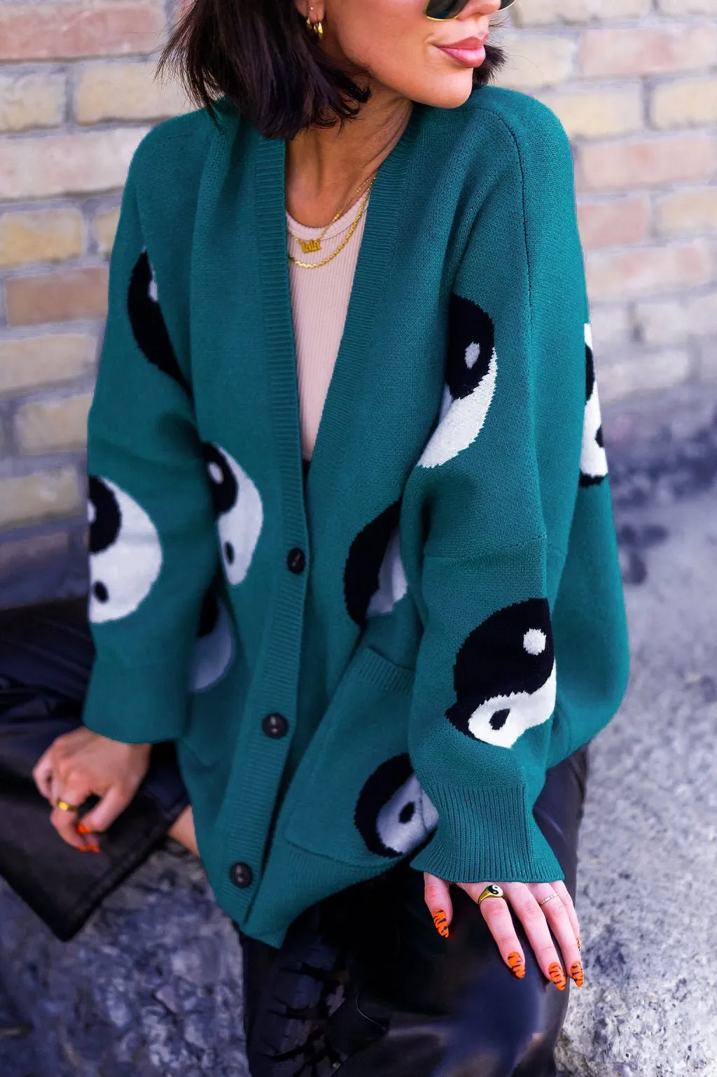 Main Character Energy Oversized Yin Yang Cardigan