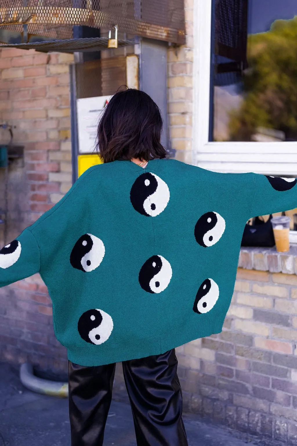 Main Character Energy Oversized Yin Yang Cardigan