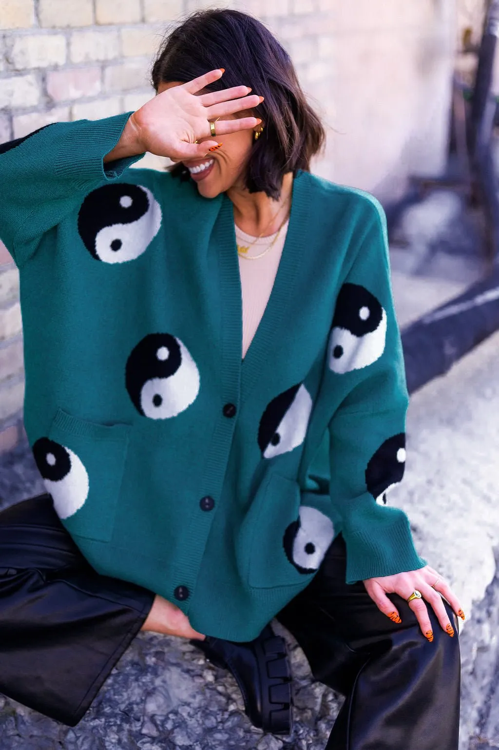 Main Character Energy Oversized Yin Yang Cardigan