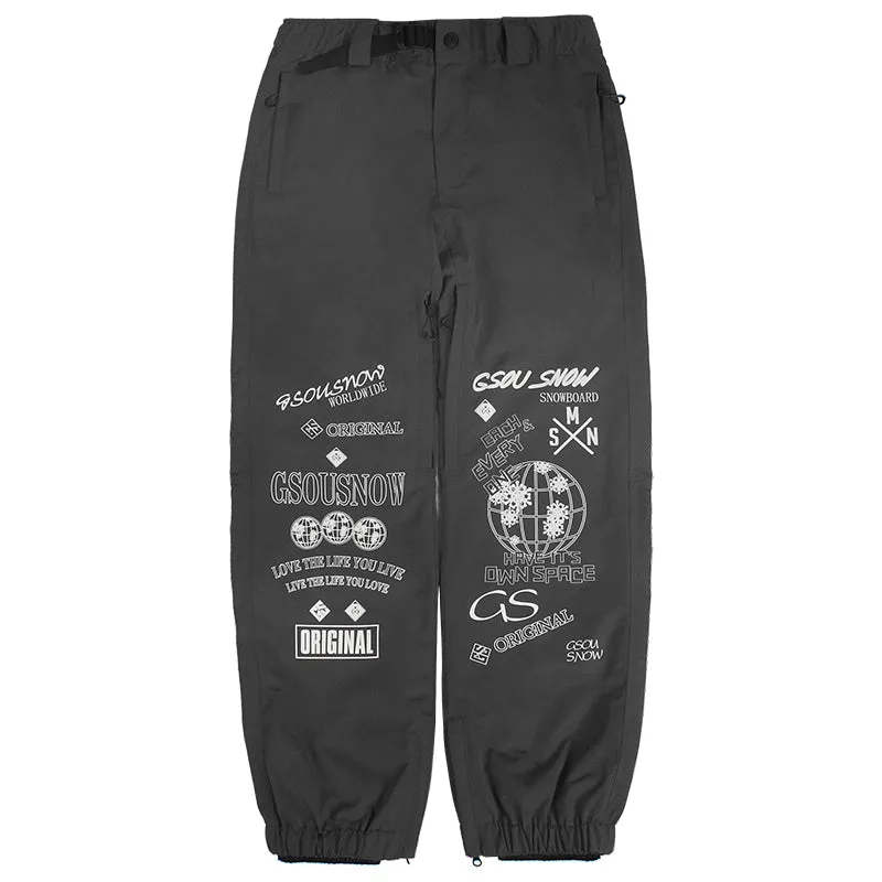 Men's Gsou Snow Graffiti Elastic Snowboard Sweatpants