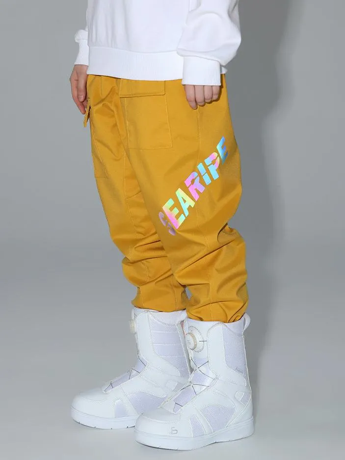 Men's Searipe Unisex Winter Discover Reflective Letters Snow Pants Ski Bibs