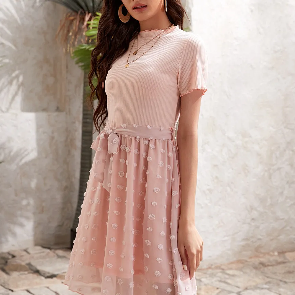 Mom & Me Short Sleeve Appliques Mesh Dress