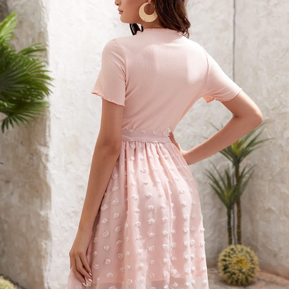 Mom & Me Short Sleeve Appliques Mesh Dress