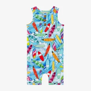 Posh Peanut Henley Racerback Romper - Wave