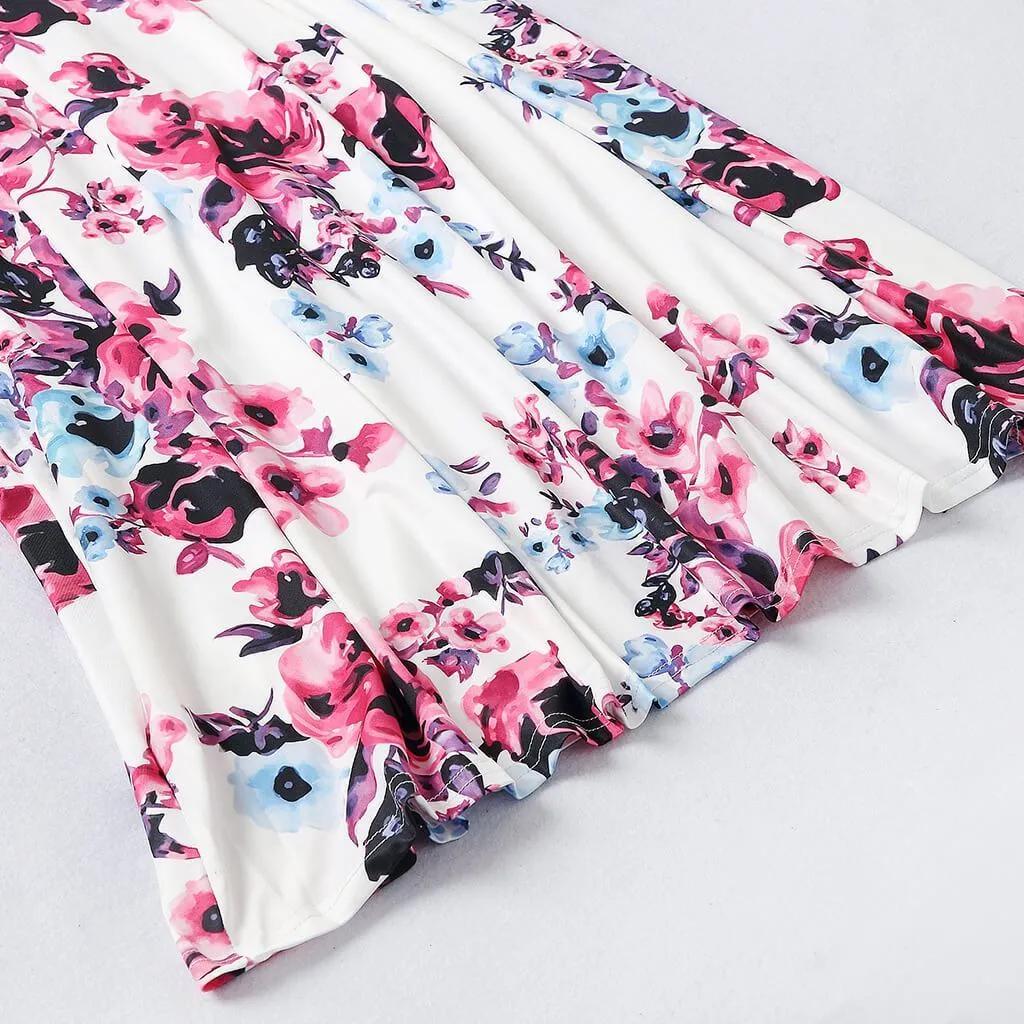Sale！Floral Matching Cozy Tank Dresses 8626-5