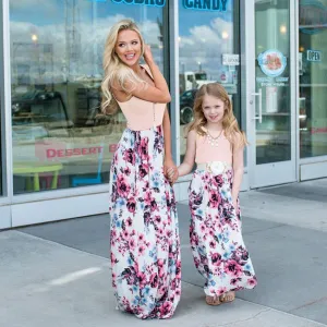 Sale！Floral Matching Cozy Tank Dresses 8626-5