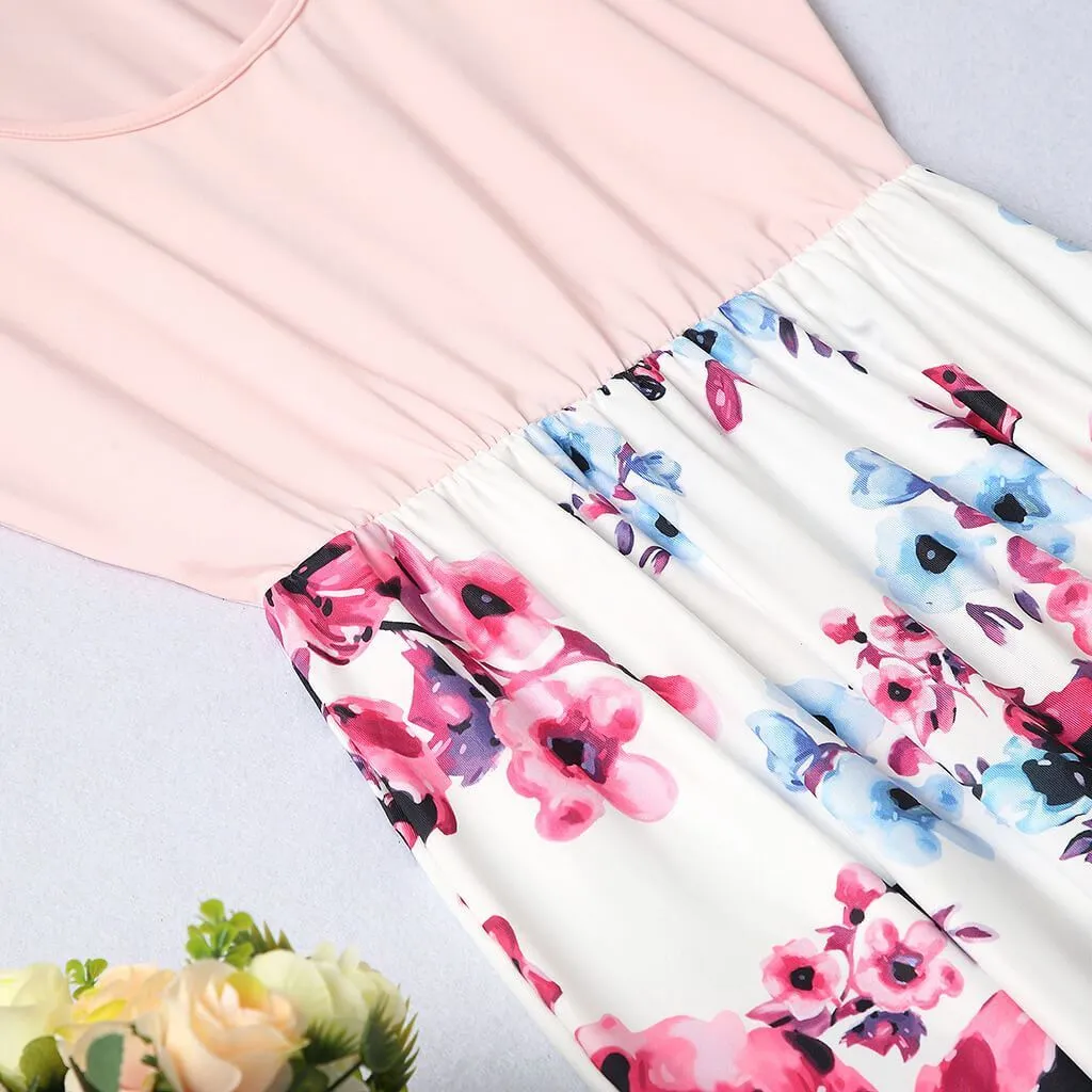 Sale！Floral Matching Cozy Tank Dresses 8626-5