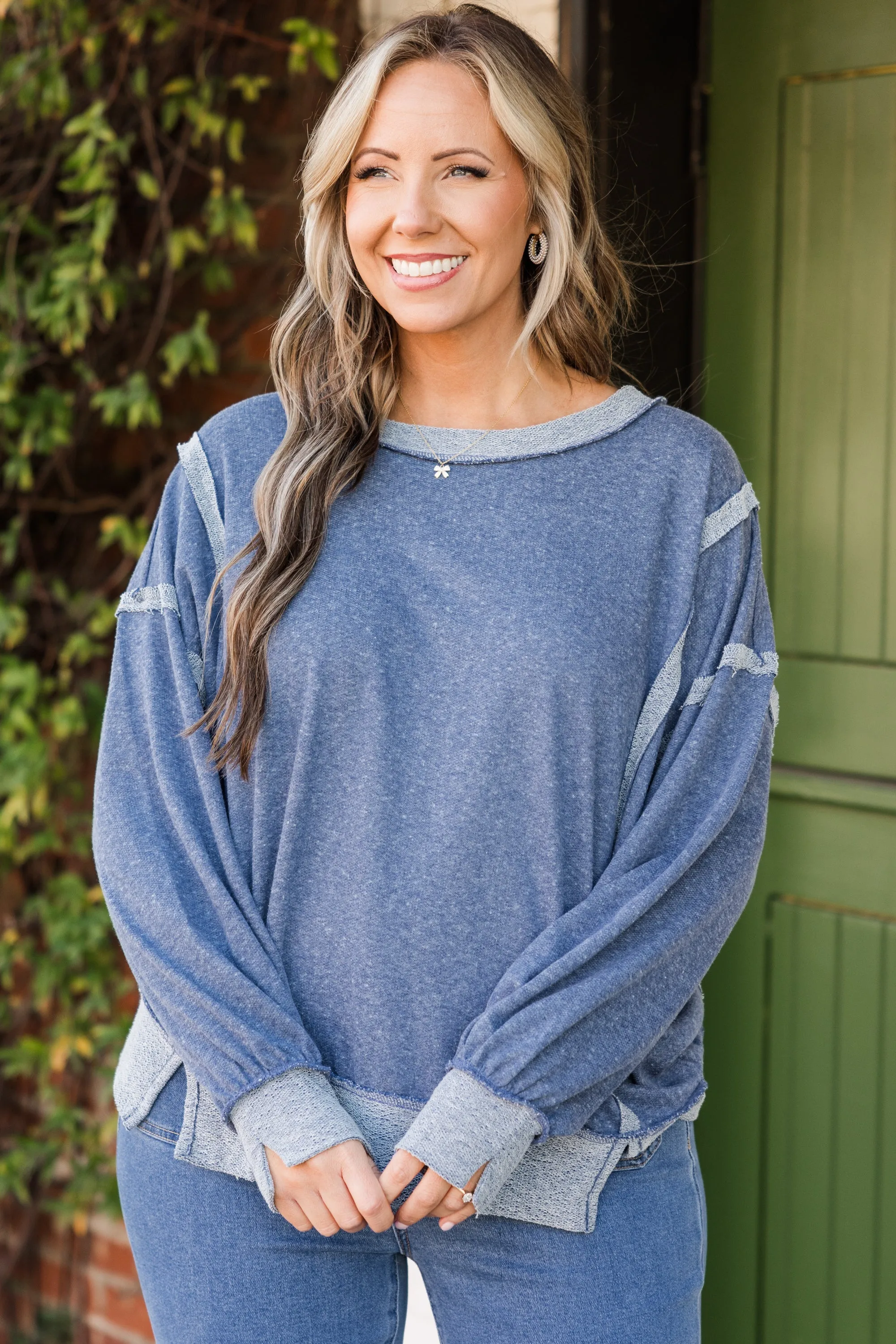 Secrets From A Girl Sweater, Light Navy