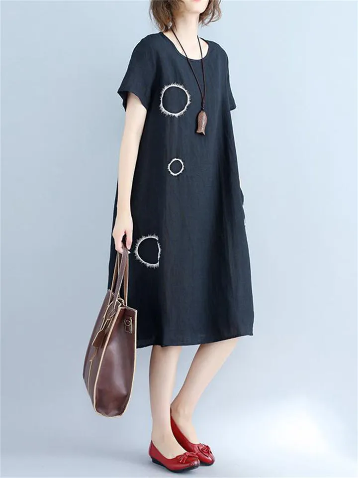 Women's Cozy Cotton Linen Midi Dress for Summer