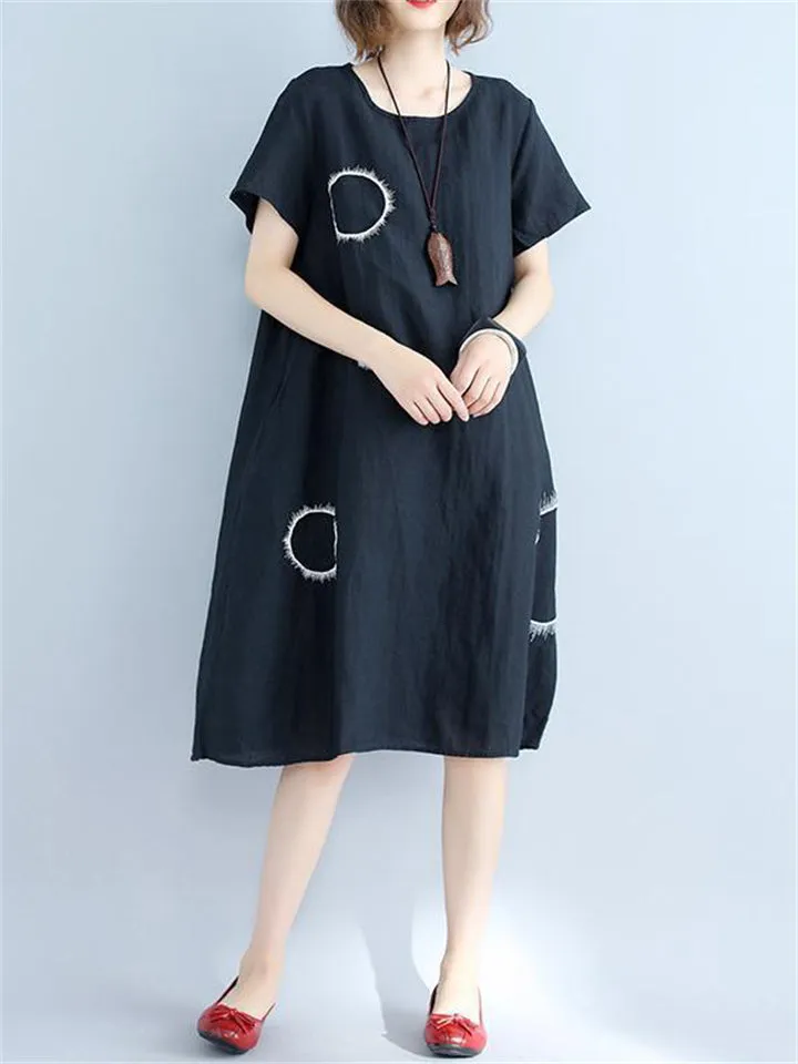 Women's Cozy Cotton Linen Midi Dress for Summer